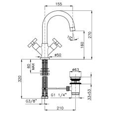 Смеситель для раковины с донным клапаном Nicolazzi Monte Croce 2236NS27