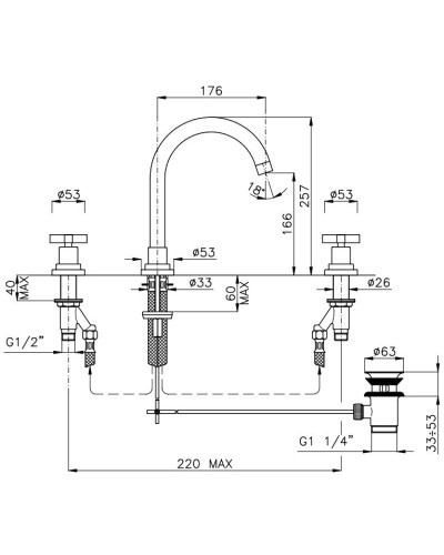 Смеситель для раковины с донным клапаном Nicolazzi Mac Kinley 05 2208NS29