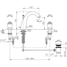 Смеситель для раковины с донным клапаном Nicolazzi Cristallo 2009CR22