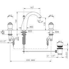 Смеситель для раковины с донным клапаном Nicolazzi Cristallo 2009CR22