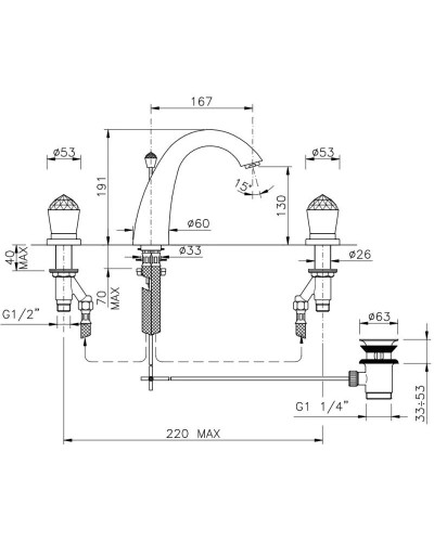 Смеситель для раковины с донным клапаном Nicolazzi Cristallo 2009CR22