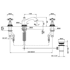 Смеситель для раковины с донным клапаном Nicolazzi Impero 1208GO36L
