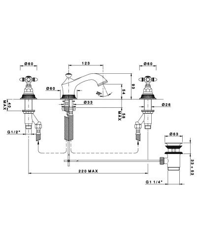 Смеситель для раковины с донным клапаном Nicolazzi Impero 1208GO36