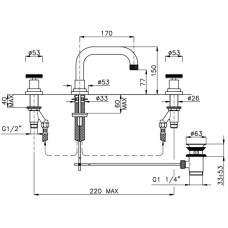 Смеситель для раковины с донным клапаном Nicolazzi Arena 3318CR44