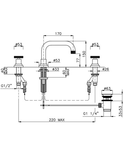 Смеситель для раковины с донным клапаном Nicolazzi Arena 3318CR44