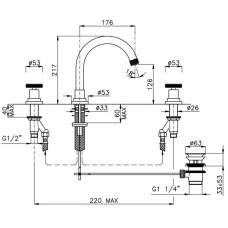 Смеситель для раковины с донным клапаном Nicolazzi Arena 3328CR44
