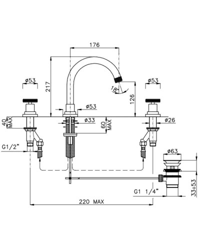 Смеситель для раковины с донным клапаном Nicolazzi Arena 3328CR44