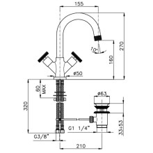 Смеситель для раковины с донным клапаном Nicolazzi Arena 3336CR44