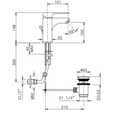 Смеситель для раковины с донным клапаном Nicolazzi Jungfrau 3102CR64