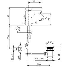 Смеситель для раковины с донным клапаном Nicolazzi Jungfrau 3102CR64