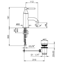 Смеситель для раковины с донным клапаном Nicolazzi Torre 3902CR