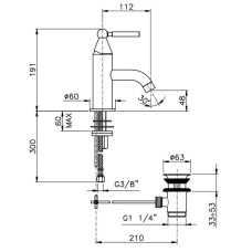 Смеситель для раковины с донным клапаном Nicolazzi Torre 3902CR