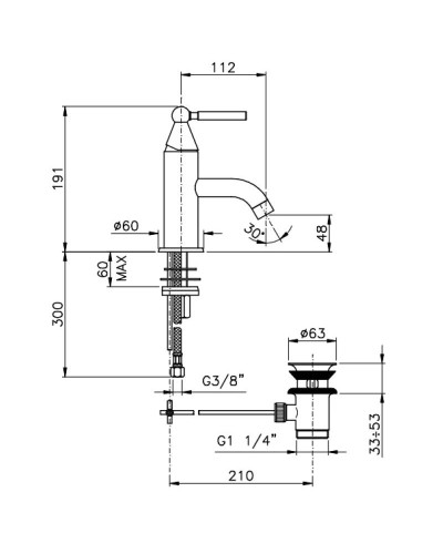 Смеситель для раковины с донным клапаном Nicolazzi Torre 3902CR