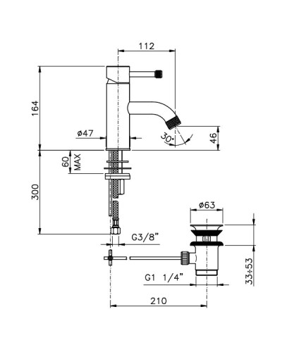 Смеситель для раковины с донным клапаном Nicolazzi Monocomando Arena 3702CR56M