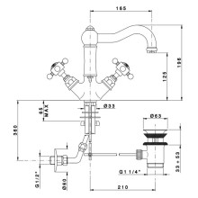 Смеситель для раковины с донным клапаном Nicolazzi Half Dome Crystal 1432CR93