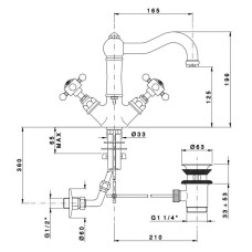 Смеситель для раковины с донным клапаном Nicolazzi Half Dome Crystal 1432CR93