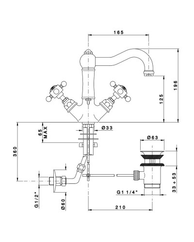 Смеситель для раковины с донным клапаном Nicolazzi Half Dome Crystal 1432CR93