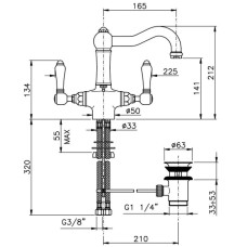 Смеситель для раковины с донным клапаном Nicolazzi Half Dome 1432GO70