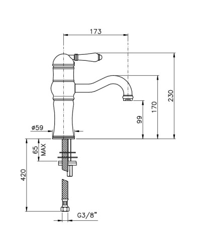 Смеситель для раковины с донным клапаном Nicolazzi El Capitan 3471CR75