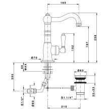 Смеситель для раковины с донным клапаном Nicolazzi El Capitan 3458CR75C