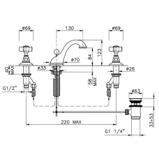 Смеситель для раковины с донным клапаном Nicolazzi El Capitan 1408FV69