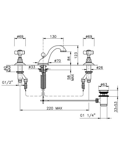 Смеситель для раковины с донным клапаном Nicolazzi Forest 1408CR79