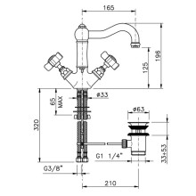 Смеситель для раковины с донным клапаном Nicolazzi Half Dome 1432CR70