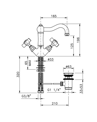 Смеситель для раковины с донным клапаном Nicolazzi Half Dome 1432CR70
