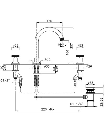 Смеситель для раковины с донным клапаном Nicolazzi Arena 3308RG44