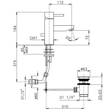 Смеситель для раковины с донным клапаном Nicolazzi Antelao 3802CR