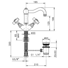 Смеситель для раковины с донным клапаном Nicolazzi Dames Anglaises 1432CR18
