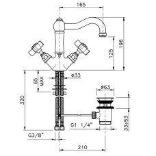 Смеситель для раковины с донным клапаном Nicolazzi Dames Anglaises 1432CR18