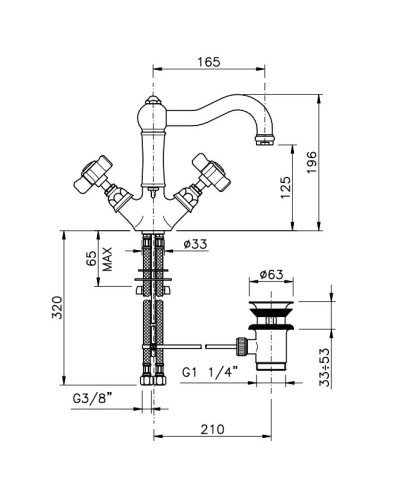 Смеситель для раковины с донным клапаном Nicolazzi Dames Anglaises 1432DB18
