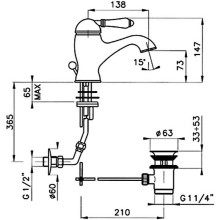 Смеситель для раковины с донным клапаном Nicolazzi Cristallo Liberty 3402GB33