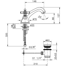 Смеситель для раковины с донным клапаном Nicolazzi Teide Four 1932CR45