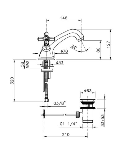 Смеситель для раковины с донным клапаном Nicolazzi Teide Four 1932CR45