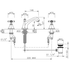 Смеситель для раковины с донным клапаном Nicolazzi Teide 1908CR05