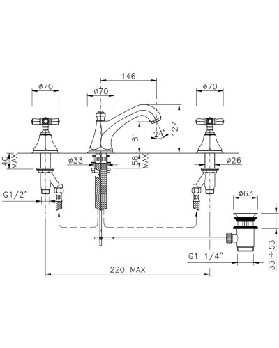 Смеситель для раковины с донным клапаном Nicolazzi Teide 1908CR05