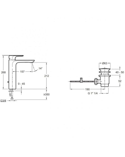 Смеситель для раковины Jacob Delafon Aleo E72298-4-CP Хром