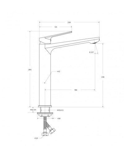Смеситель для накладной раковины без донного клапана CEZARES COMFORT-LC-01-W0