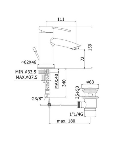 Смеситель для раковины с донным клапаном Paffoni Berry BR075CR