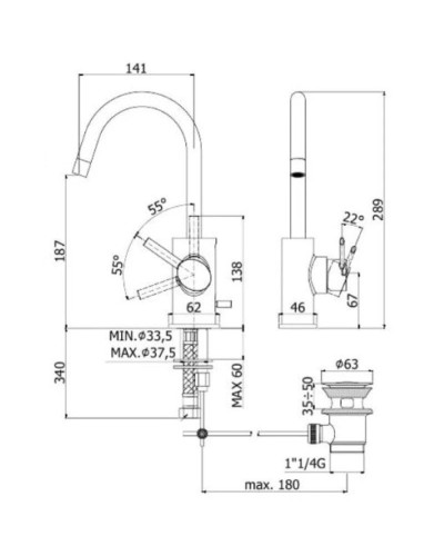 Смеситель для раковины с донным клапаном Paffoni Berry BR077CR