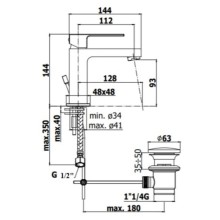 Смеситель для раковины с донным клапаном Paffoni Elle EL075NO