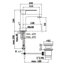 Смеситель для раковины с донным клапаном Paffoni Elle EL075NO