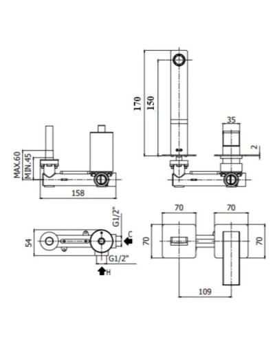 Смеситель для раковины без донного клапана Paffoni Elle EL104CR70