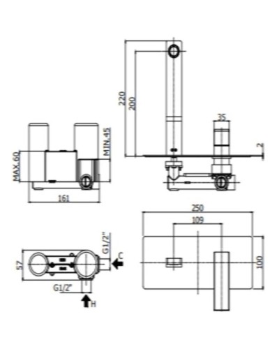 Смеситель для раковины без донного клапана Paffoni Elle EL105CR