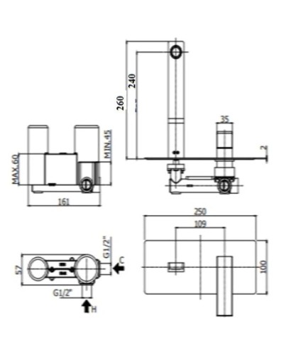 Смеситель для раковины без донного клапана Paffoni Elle EL106CR