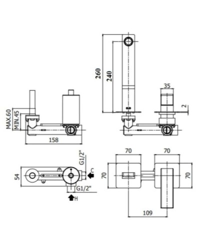 Смеситель для раковины без донного клапана Paffoni Elle EL106NO70