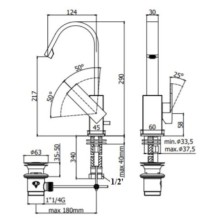 Смеситель для раковины с донным клапаном Paffoni Elle EL877CR