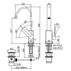 Смеситель для раковины с донным клапаном Paffoni Elle EL877CR